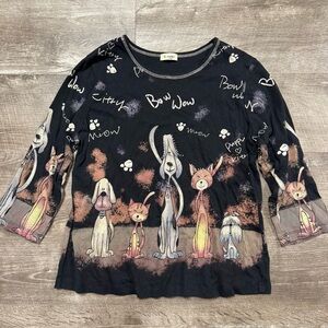 Cactus Vintage Bow Wow Dog Quarter Sleeve Shirt Size Large